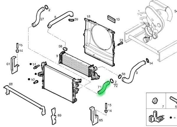 5801312767 PRZEWÓD WODY IVECO DAILY Przewód wodny przy chłodnicy - górne mocowanie. Mocowanie przy chłodnicy na szybkozłącze.
