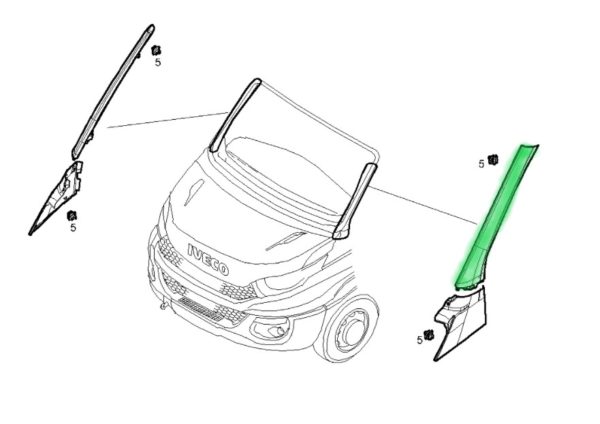 5802032581 Osłona słupka lewy zewnętrzny IVECO DAILY Listwa z kompletem spinek.