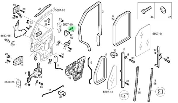 17343624 ŚRUBA MOCOWANIA RYGLA DRZWI KABINY IVECO DAILY