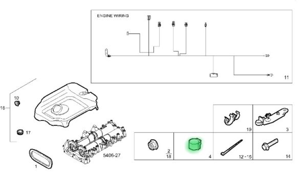 504058806 SPINKA INSTALACJI SILNIKA IVECO DAILY. Spinka mocująca instalacje elektryczna silnika. Mocowanie na silniku.