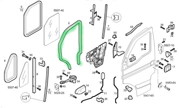 504203320 USZCZELKA SZYBY DRZWI IVECO. Występuje również pod numerem: 504364956
